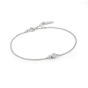 Silver Orb Sparkle Chain Bracelet B045-01H-CZ
