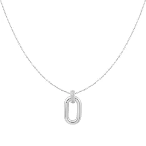 Silver Oval Hoop Pendant Necklace N062-01H