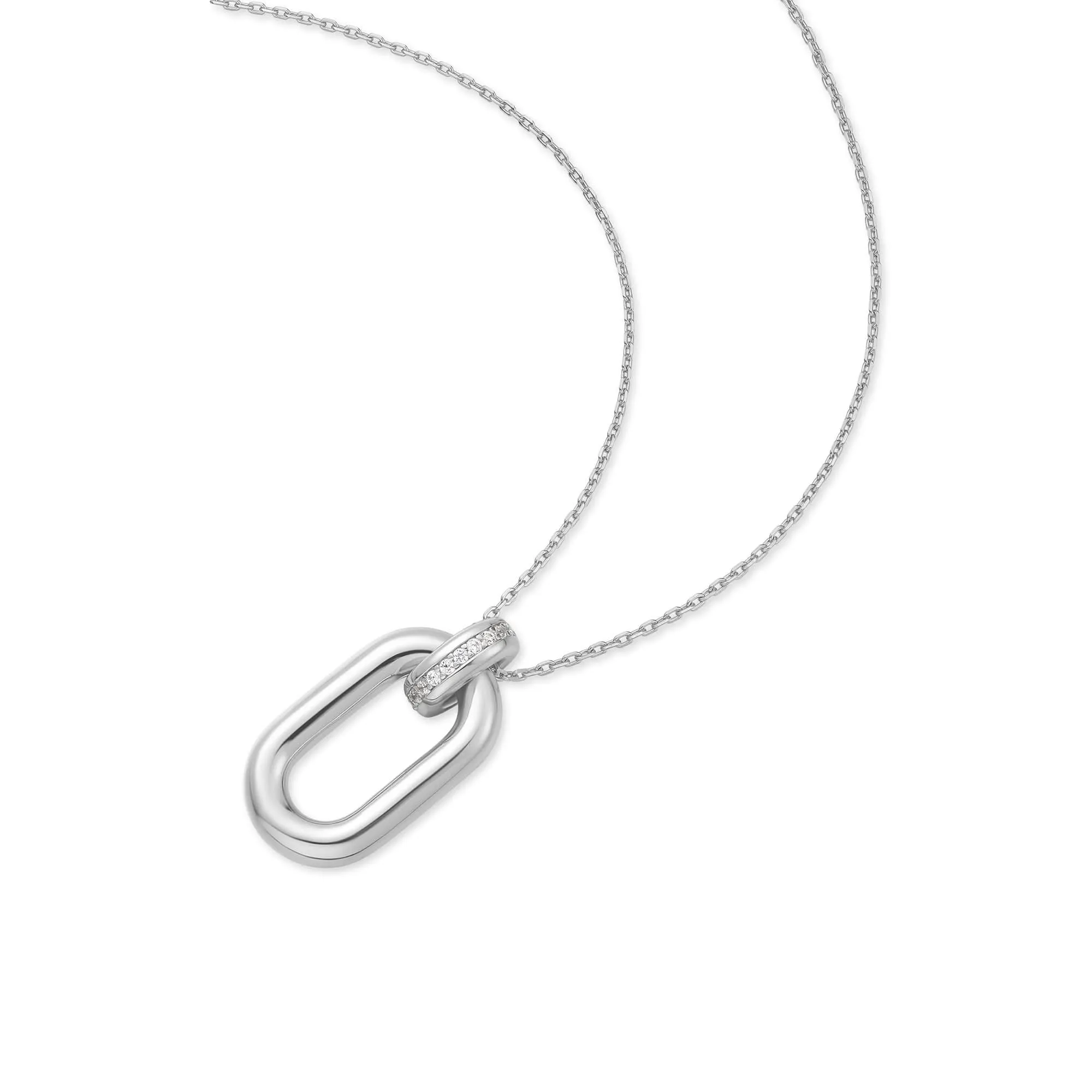 Silver Oval Hoop Pendant Necklace N062-01H