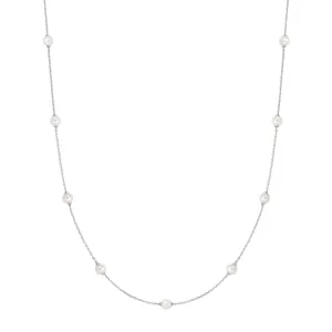Silver Shell Pearl Station Chain Necklace N065-03H