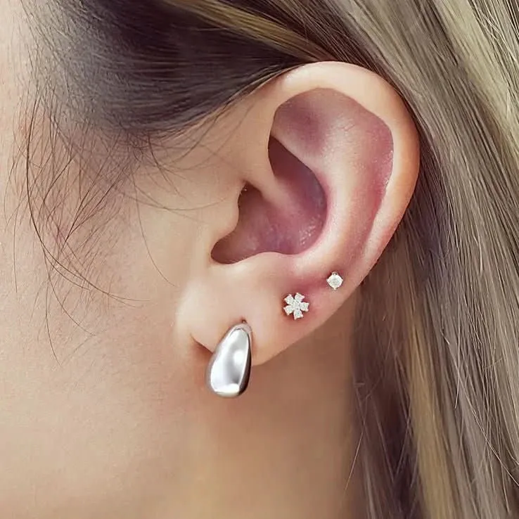 Silver Small Dome Hoop Earrings E062-05H