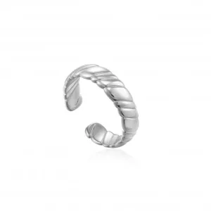 Silver Smooth Twist Wide Band Ring R038-02H
