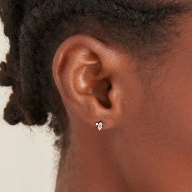 Silver Sparkle Emblem Stud Earrings E041-02H-W