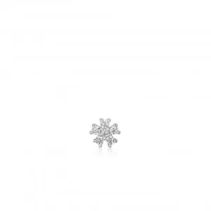 Silver Sparkle Flower Barbell Single Earring E035-10H
