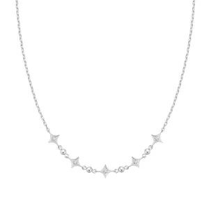 Silver Sparkling Star Station Necklace N064-04H