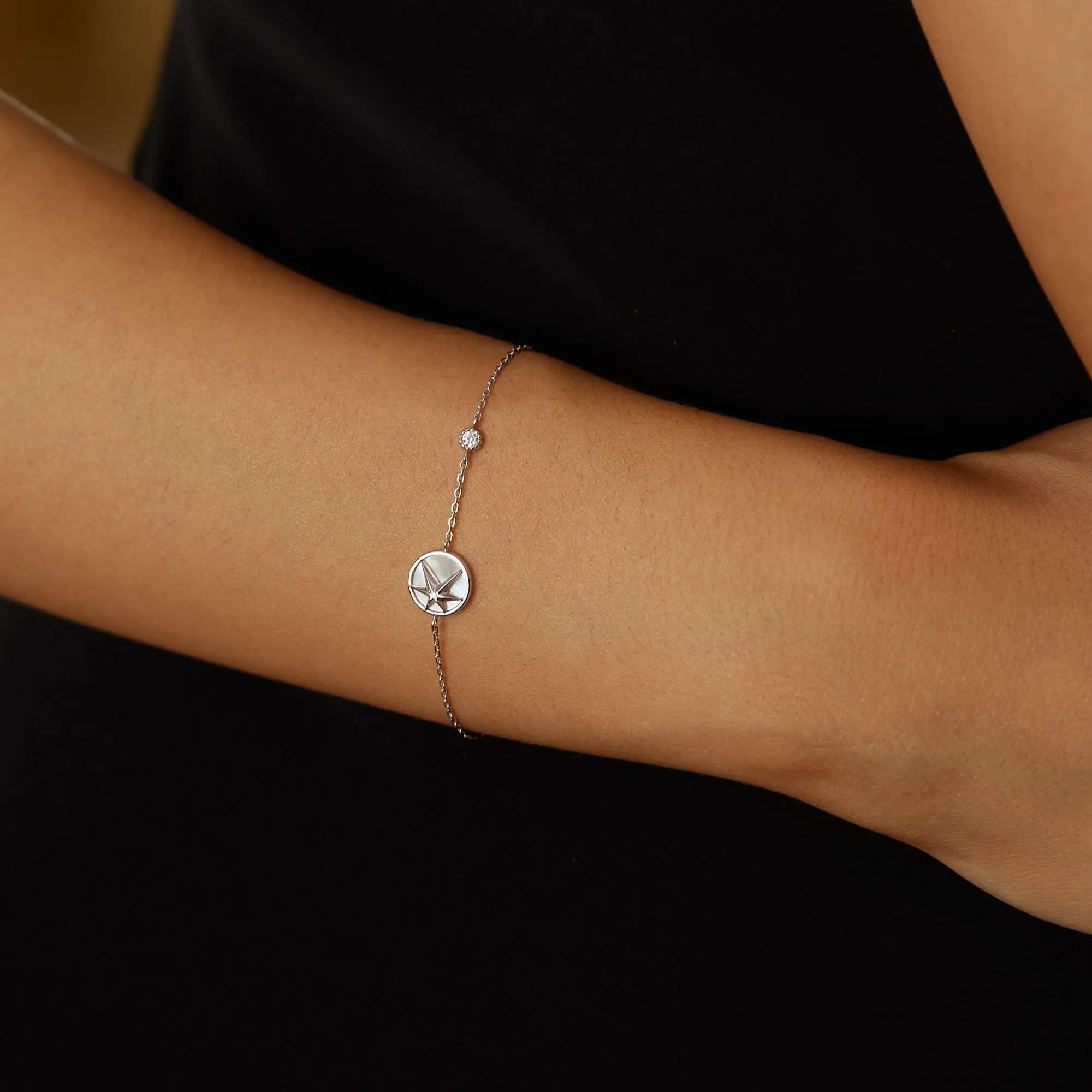 Silver Star Mother-of-Pearl Bracelet B065-02H