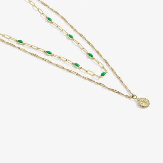 Stacks Of Style Green Enamel Gold 45cm Necklace 7099