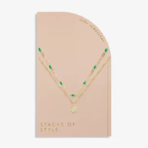 Stacks Of Style Green Enamel Gold 45cm Necklace 7099
