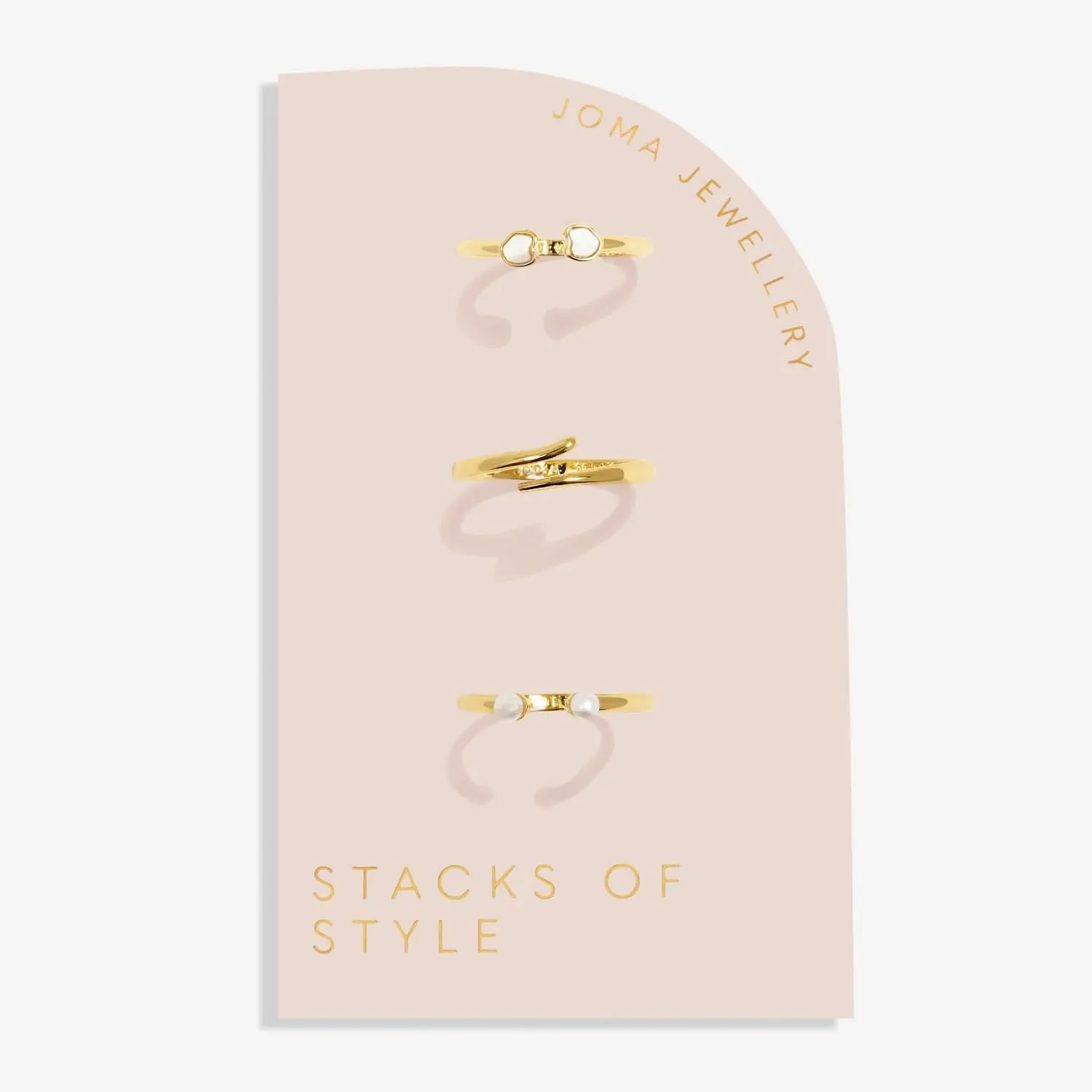 Stacks Of Style Set Of 3 Rings White Pearl Gold Plated 7823