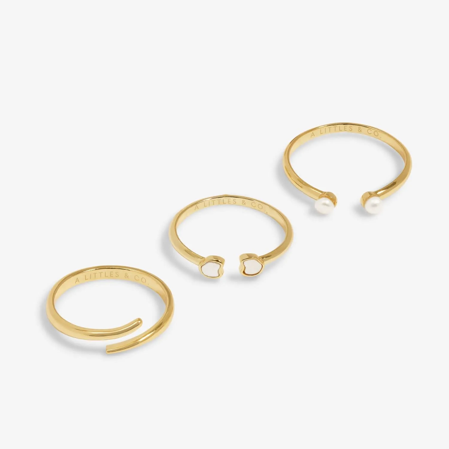 Stacks Of Style Set Of 3 Rings White Pearl Gold Plated 7823