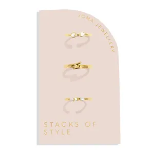 Stacks Of Style Set Of 3 Rings White Pearl Gold Plated 7823