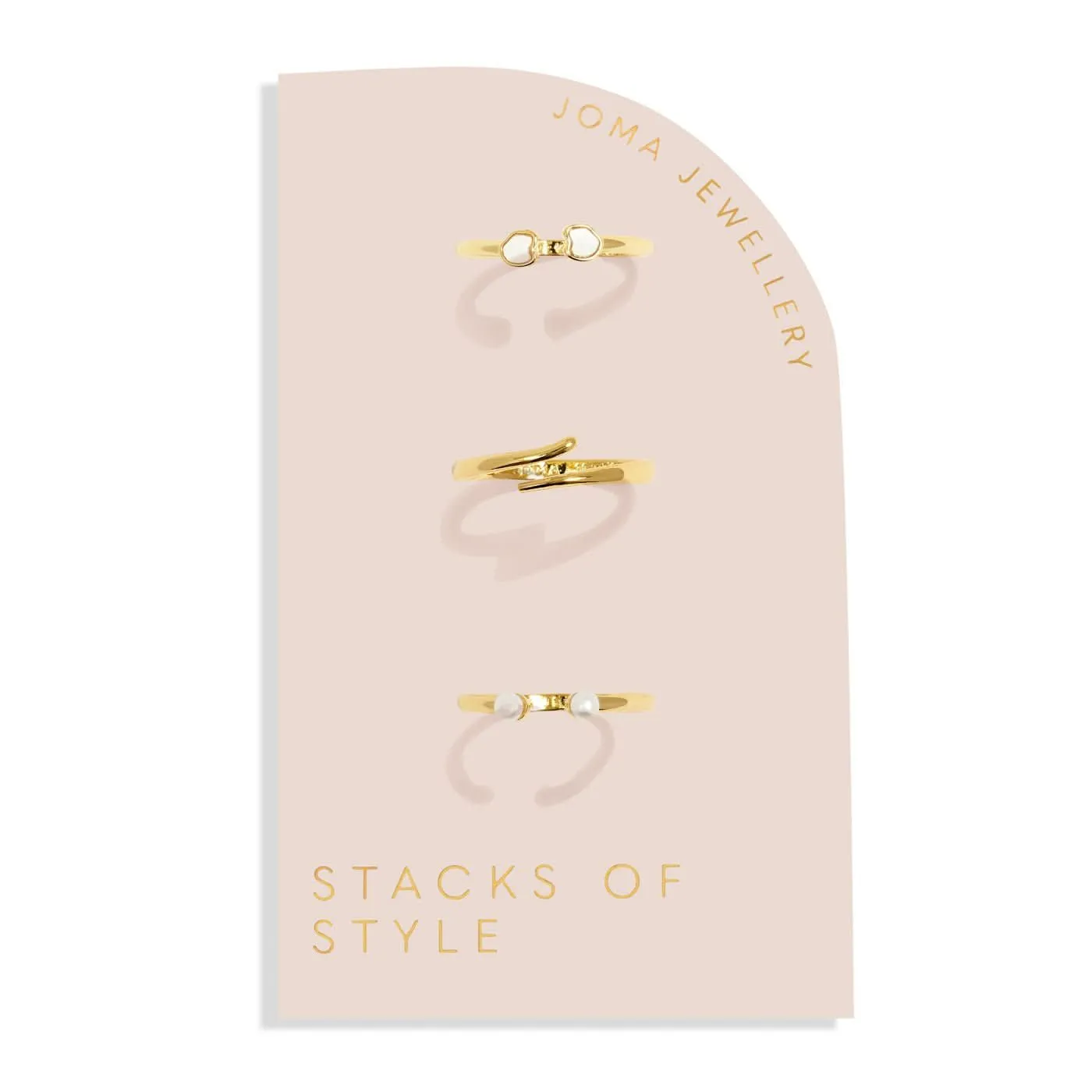Stacks Of Style Set Of 3 Rings White Pearl Gold Plated 7823