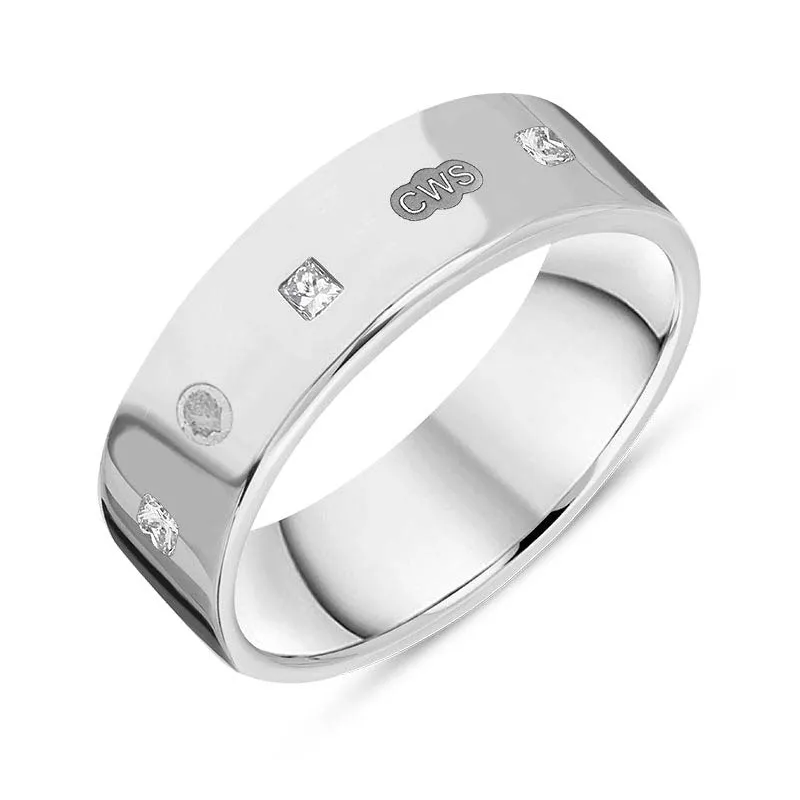 Sterling Silver 0.36ct Diamond King's Coronation Hallmark Princess Cut 6mm Ring D