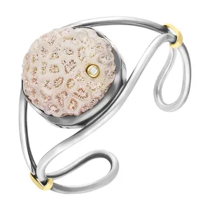 Sterling Silver 18ct Yellow Gold Diamond Coquina Unique Style Bangle D
