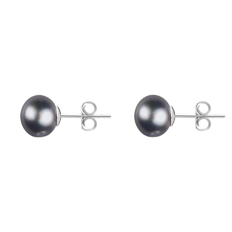 Sterling Silver 5mm Black Freshwater Pearl Stud Earrings