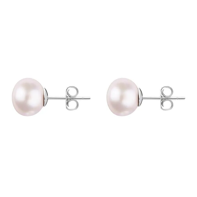 Sterling Silver 6mm Pink Freshwater Pearl Stud Earrings