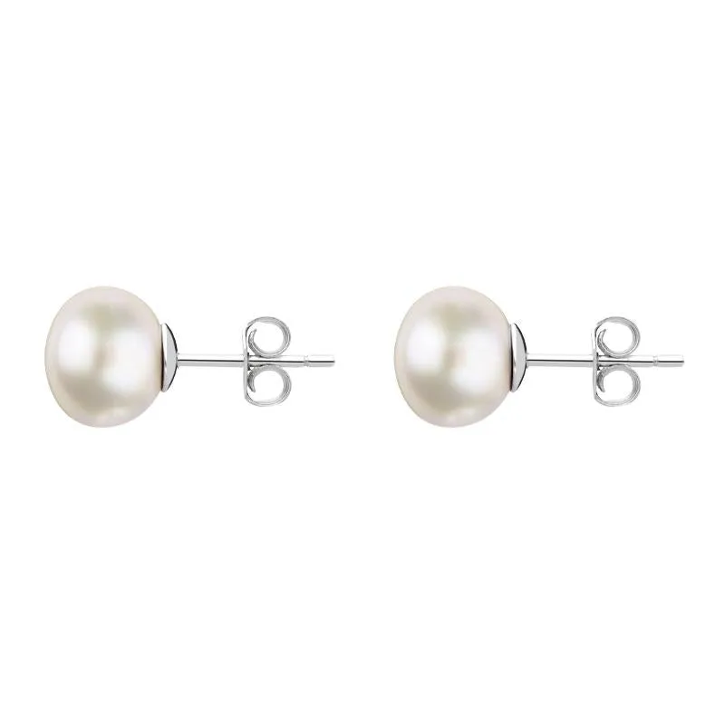Sterling Silver 6mm White Freshwater Pearl Stud Earrings