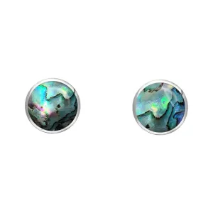 Sterling Silver Abalone 4mm Classic Small Round Stud Earrings
