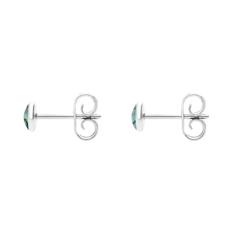 Sterling Silver Abalone 4mm Classic Small Round Stud Earrings