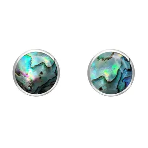 Sterling Silver Abalone 6mm Classic Medium Round Stud Earrings