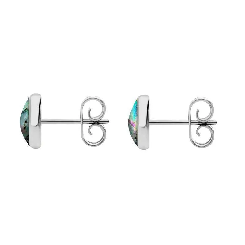 Sterling Silver Abalone 6mm Classic Medium Round Stud Earrings