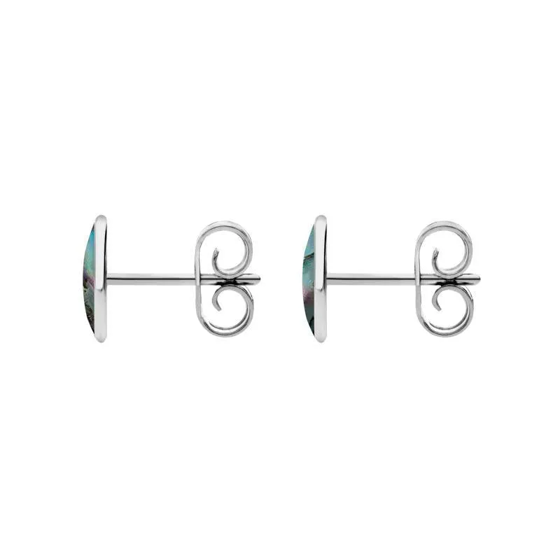 Sterling Silver Abalone 8 x 6mm Classic Medium Oval Stud Earrings
