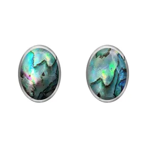 Sterling Silver Abalone 8 x 6mm Classic Medium Oval Stud Earrings