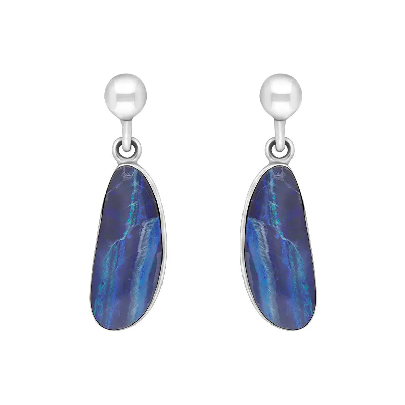 Sterling Silver Abstract Opal Doublet Drop Earrings D