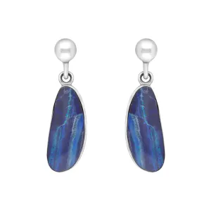 Sterling Silver Abstract Opal Doublet Drop Earrings D