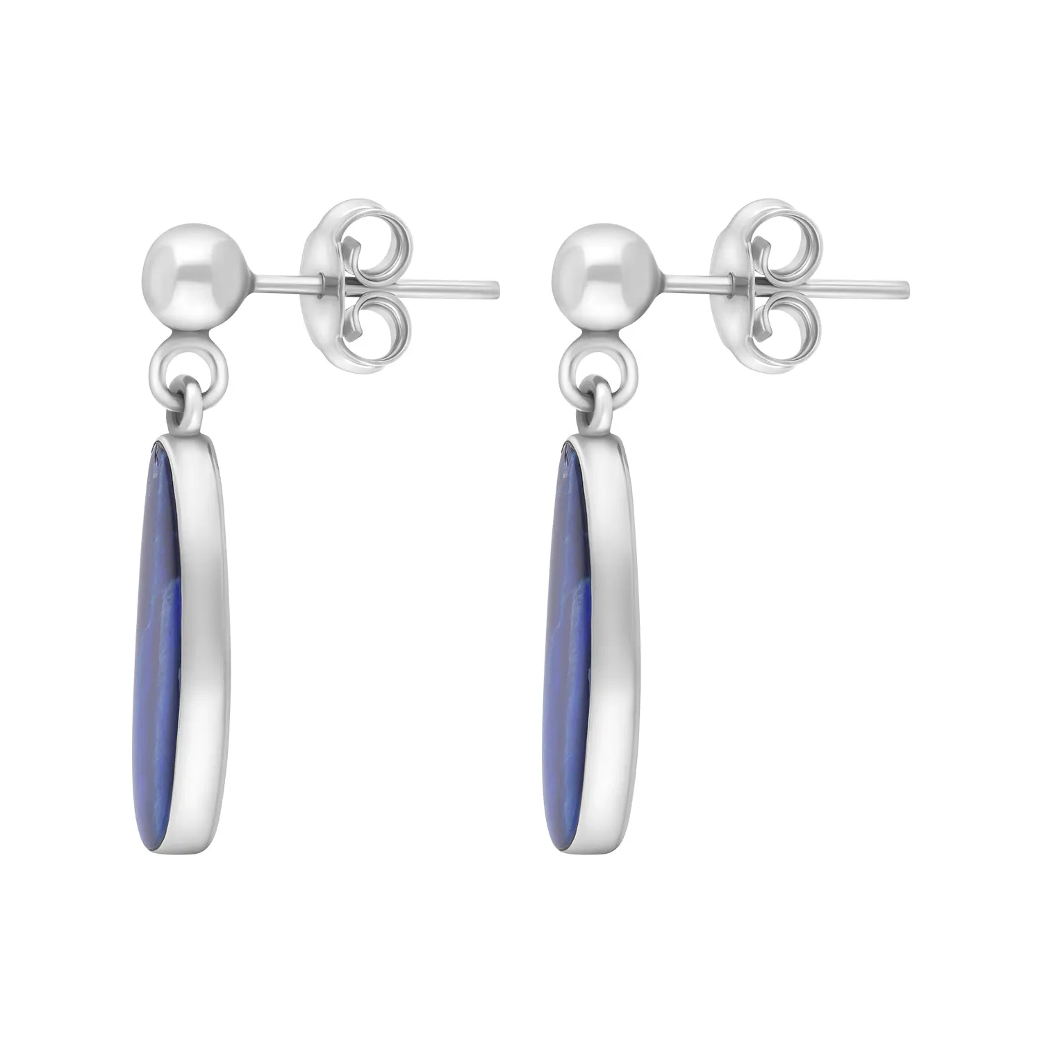 Sterling Silver Abstract Opal Doublet Drop Earrings D