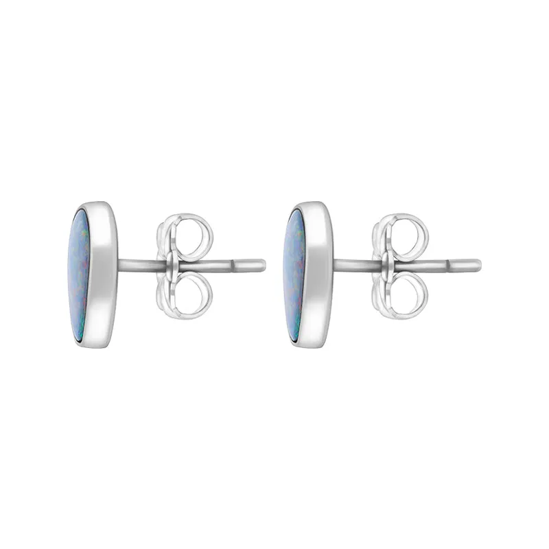 Sterling Silver Abstract Oval Opal Doublet Stud Earrings D