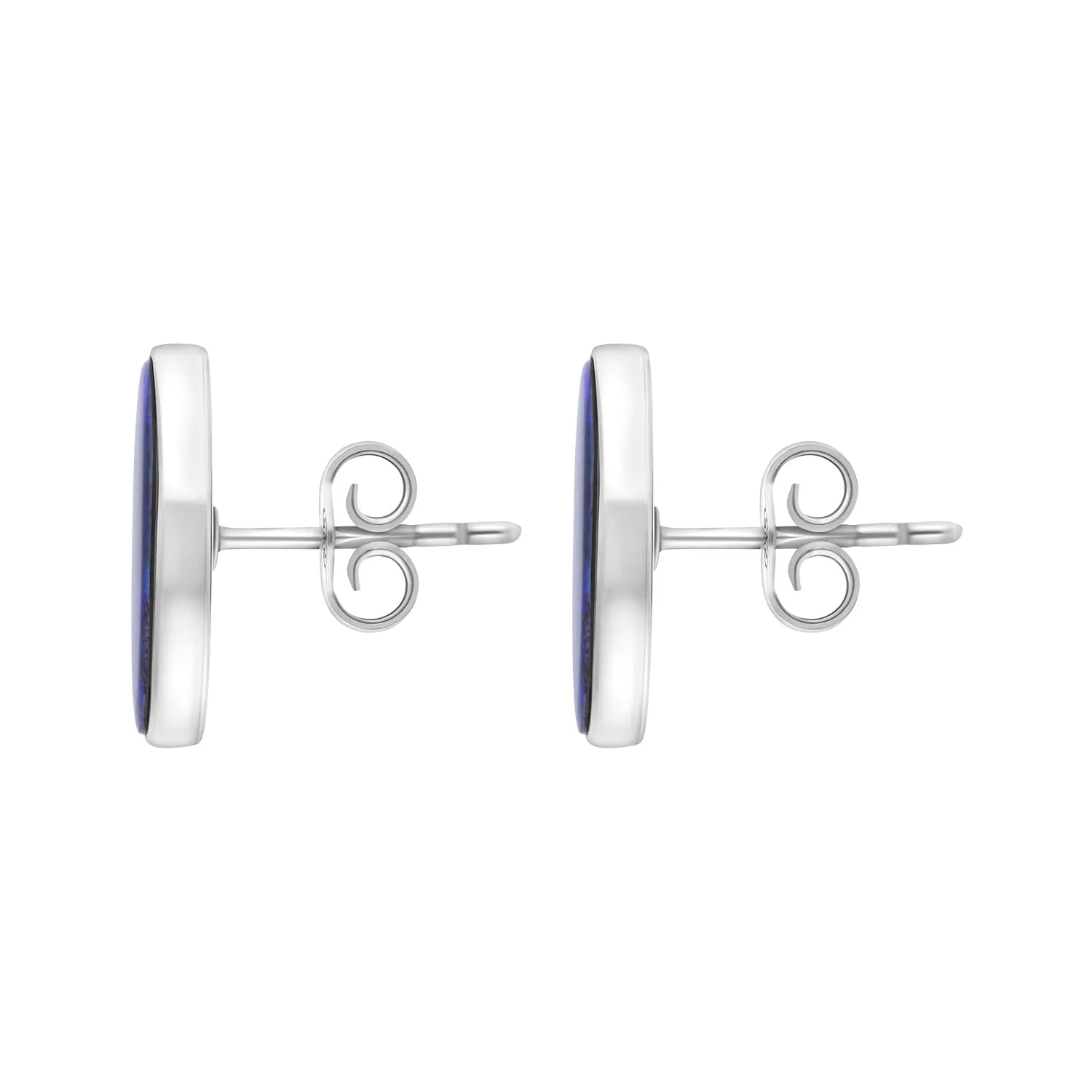 Sterling Silver Abstract Oval Opal Doublet Stud Earrings D