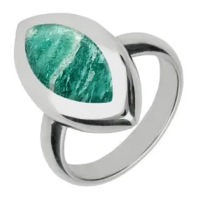 Sterling Silver Amazonite Framed Marquise Ring