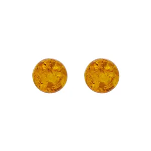 Sterling Silver Amber 10mm Ball Stud Earrings D