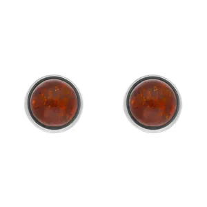 Sterling Silver Amber 4mm Round Stud Earrings