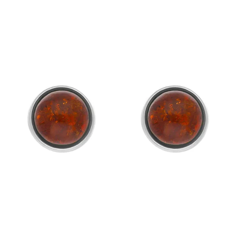 Sterling Silver Amber 4mm Round Stud Earrings