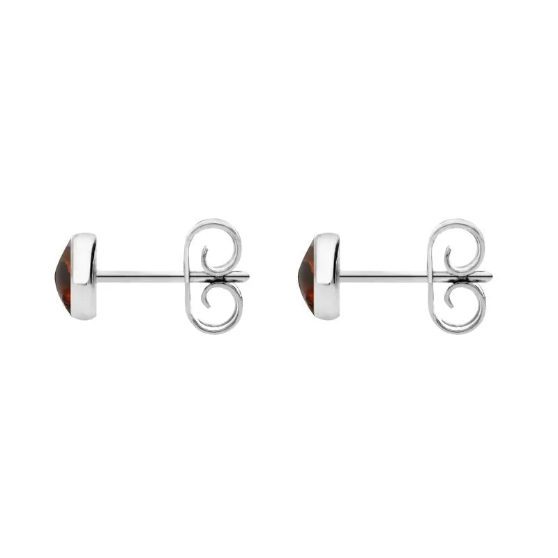 Sterling Silver Amber 5mm Classic Small Round Stud Earrings