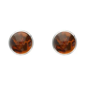 Sterling Silver Amber 5mm Classic Small Round Stud Earrings