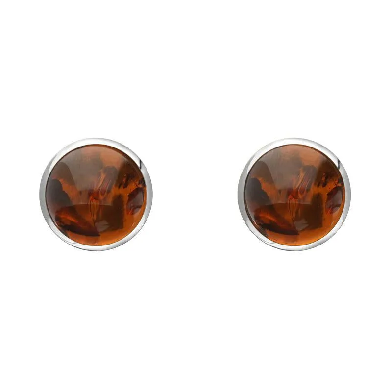 Sterling Silver Amber 5mm Classic Small Round Stud Earrings