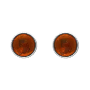 Sterling Silver Amber 5mm Round Stud Earrings