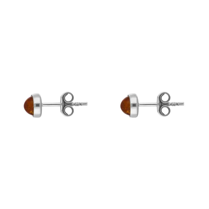 Sterling Silver Amber 5mm Round Stud Earrings