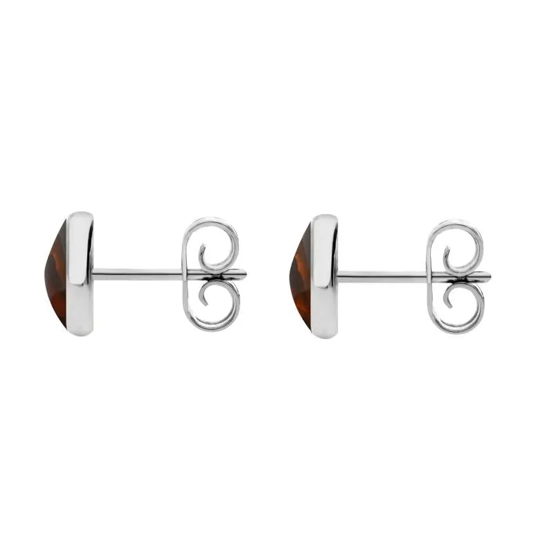 Sterling Silver Amber 6mm Classic Medium Round Stud Earrings