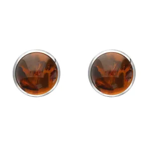 Sterling Silver Amber 6mm Classic Medium Round Stud Earrings