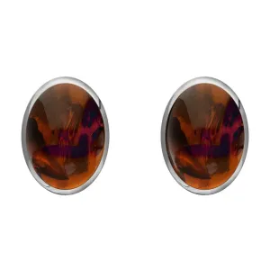 Sterling Silver Amber 8 x 10mm Classic Large Oval Stud Earrings