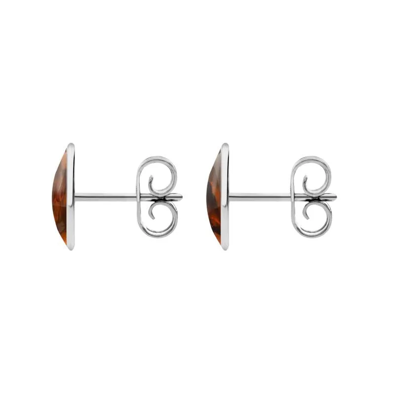Sterling Silver Amber 8 x 10mm Classic Large Oval Stud Earrings