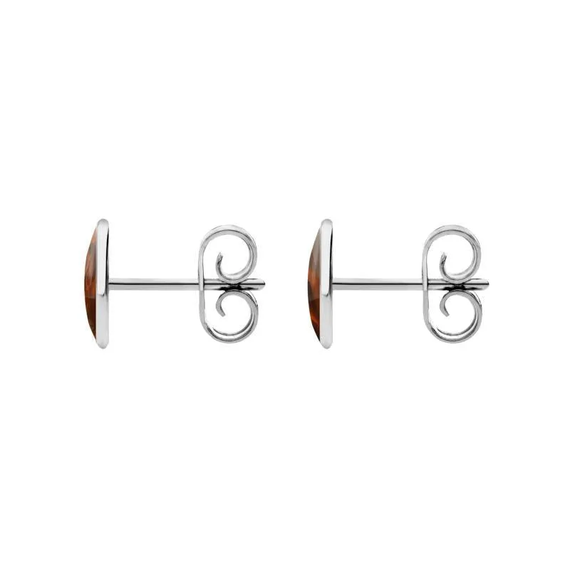 Sterling Silver Amber 8 x 6mm Classic Medium Oval Stud Earrings