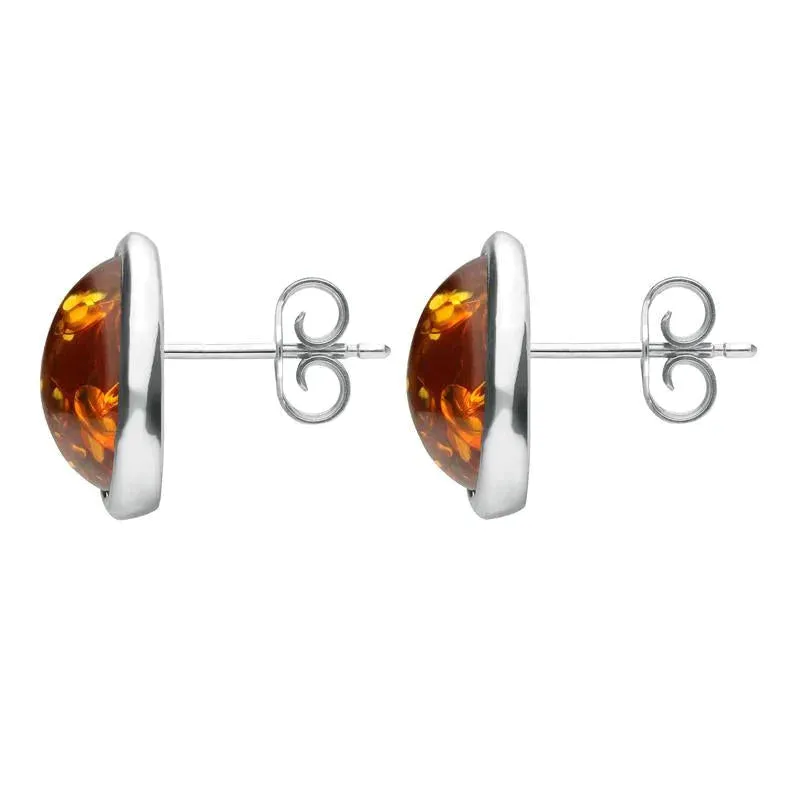 Sterling Silver Amber Abstract Marquise Stud Earrings