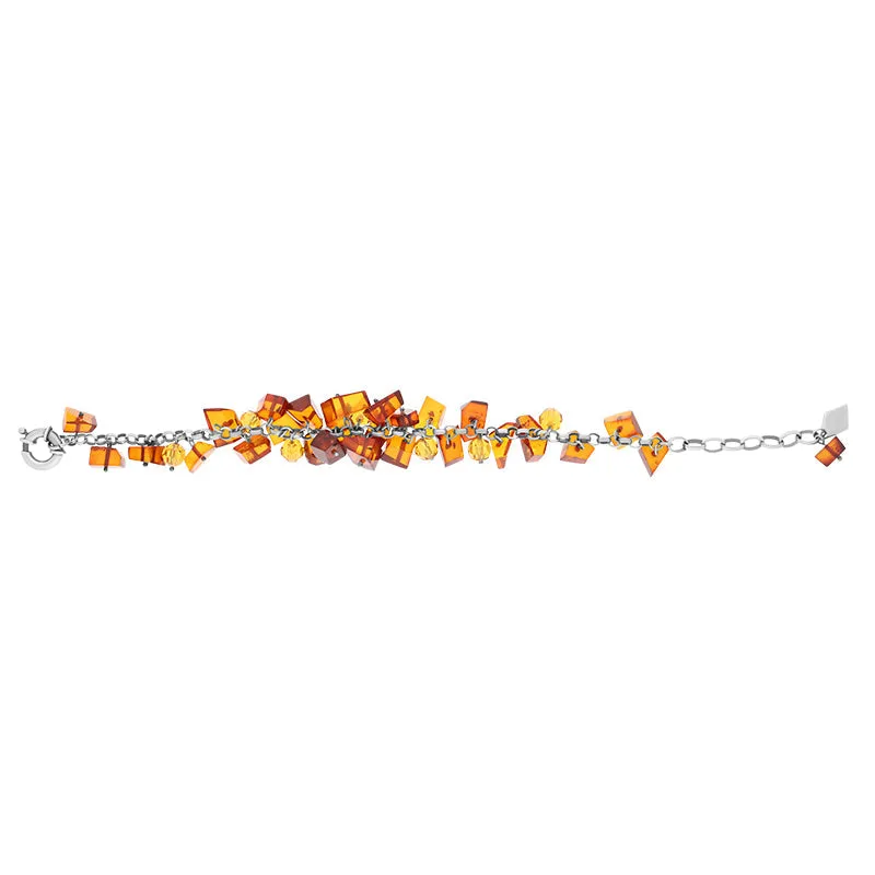 Sterling Silver Amber Chunky Bracelet D