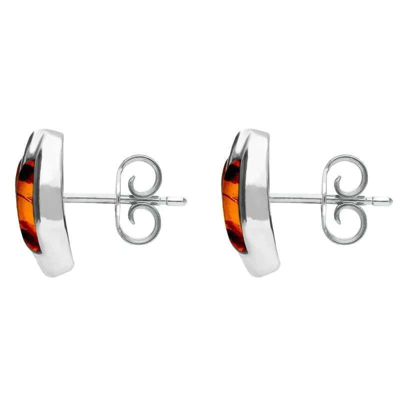 Sterling Silver Amber Double Stone Stud Earrings