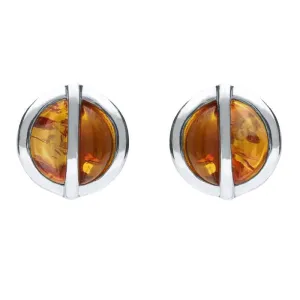 Sterling Silver Amber Double Stone Stud Earrings